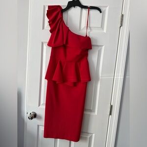 Chiara Boni Vibrant Red One-Shoulder Dress
